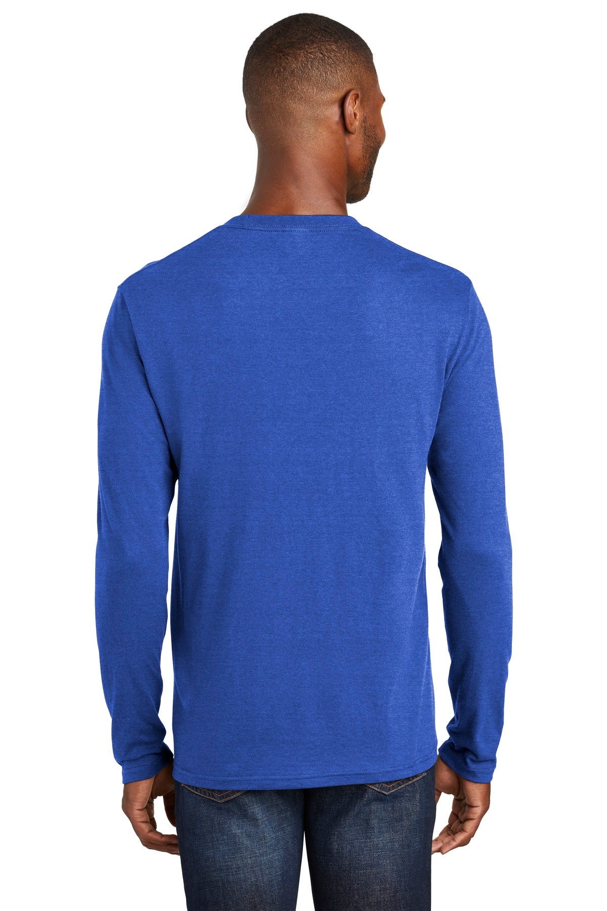 True Royal Hth Port & Co Long Sleeve Fan Favorite Blend Tee. PC455LS plain