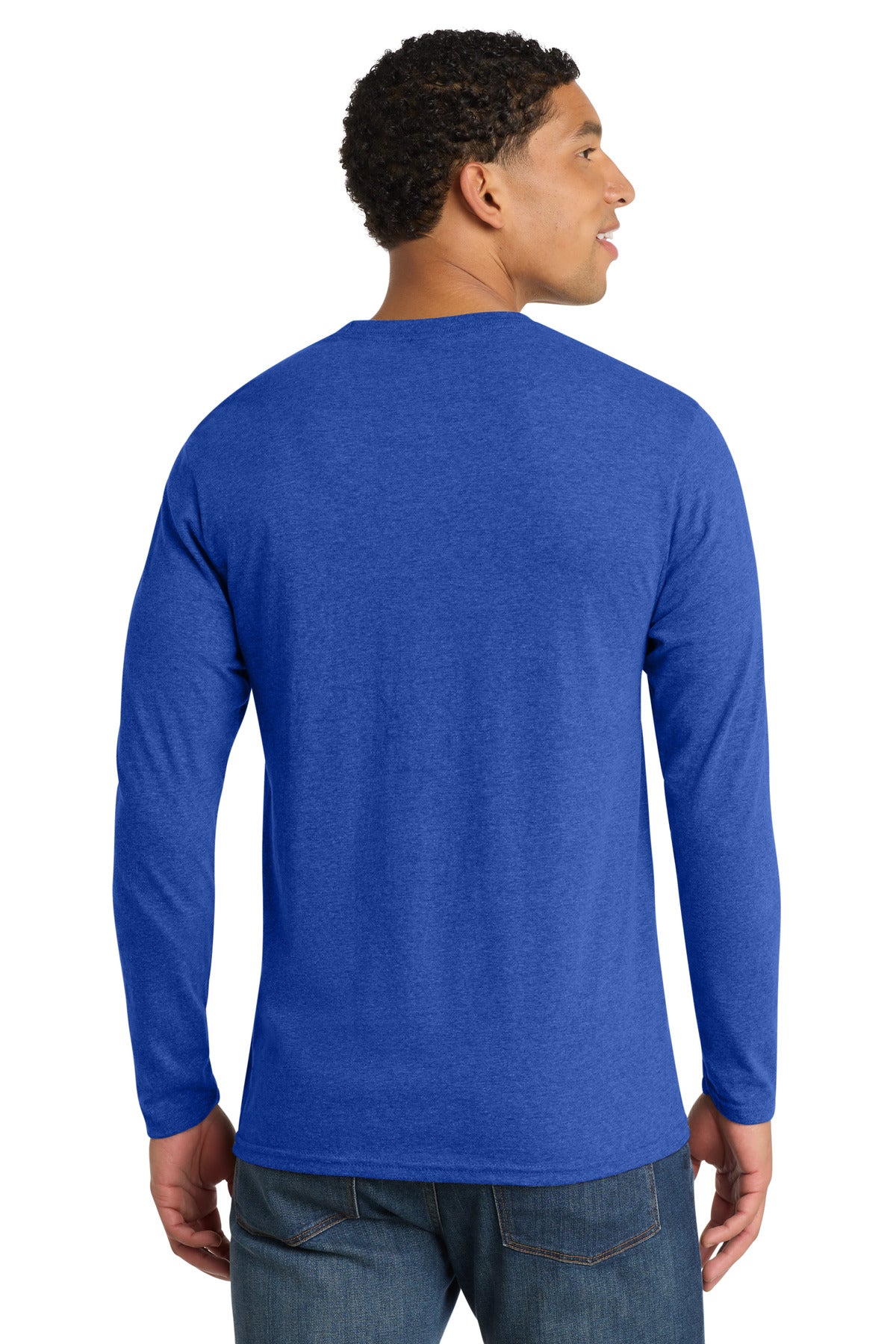 True Royal Hth Port & Co Long Sleeve Fan Favorite Blend Tee. PC455LS plain