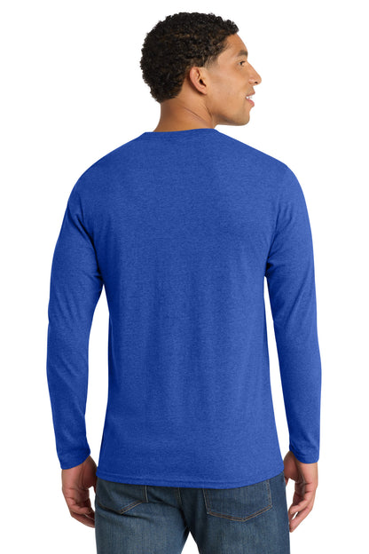True Royal Hth Port & Co Long Sleeve Fan Favorite Blend Tee. PC455LS plain