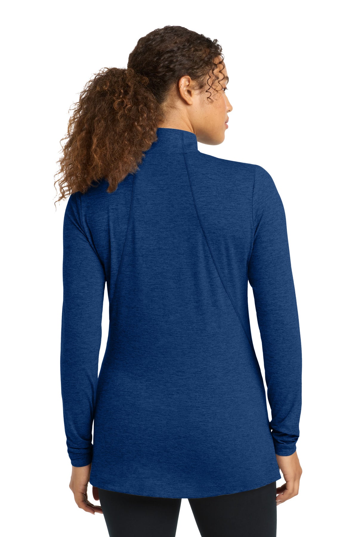 True Royal Hth Sport-Tek Women's Exchange 1.5 Long Sleeve 1/2-Zip LST711 plain