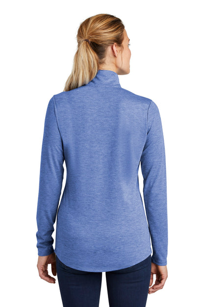 True Royal Hth Sport-Tek Women's PosiCharge Tri-Blend Wicking 1/4-Zip Pullover. LST407 plain