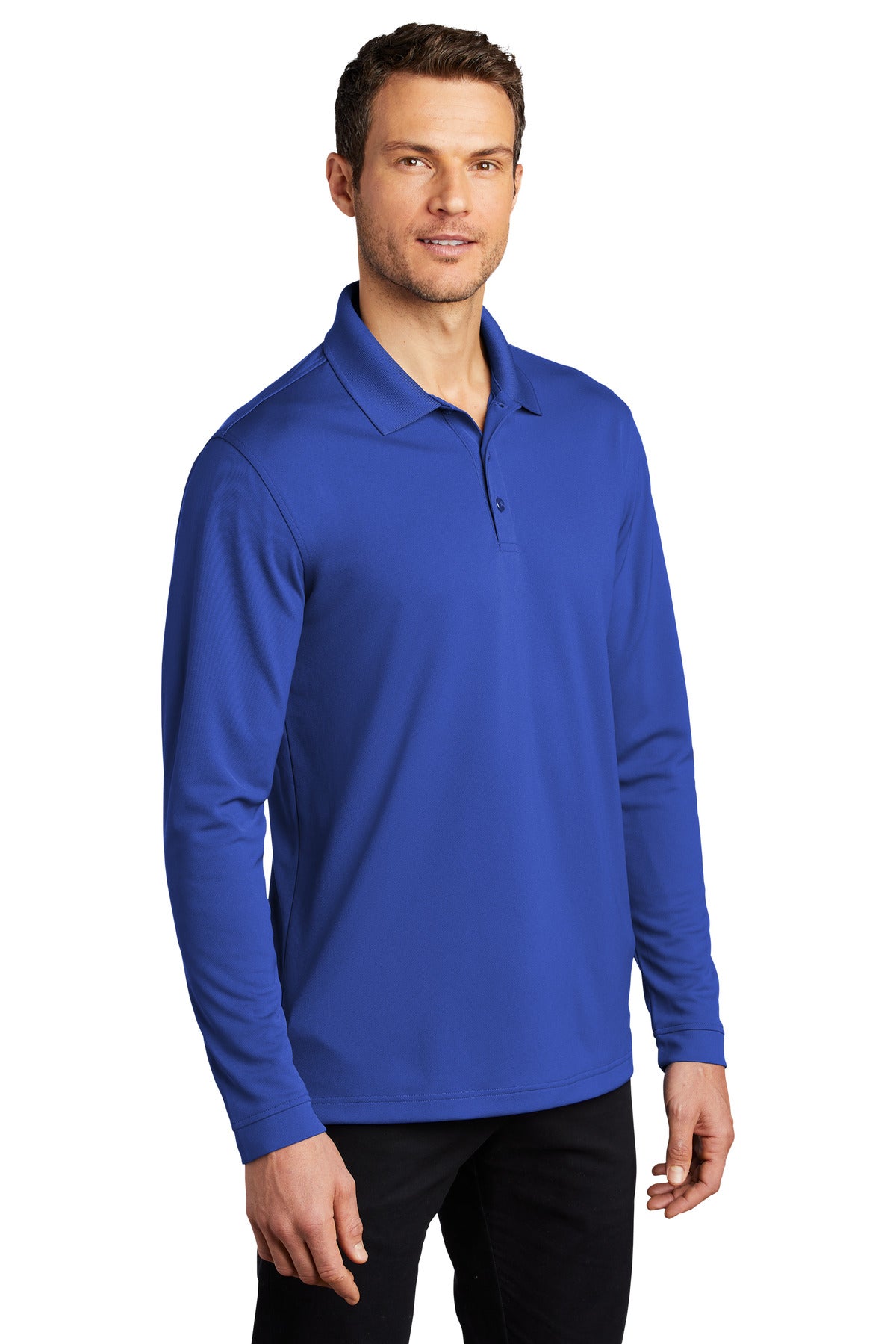 True Royal Port Authority Dry Zone UV Micro-Mesh Long Sleeve Polo K110LS plain