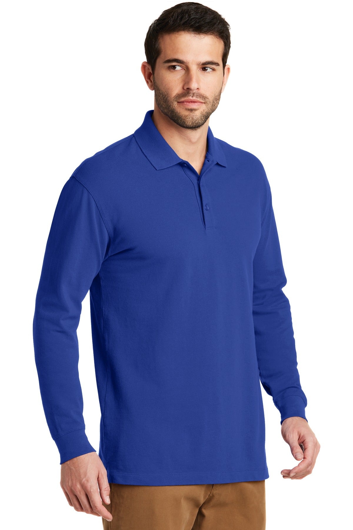 True Royal Port Authority EZCotton Long Sleeve Polo. K8000LS plain