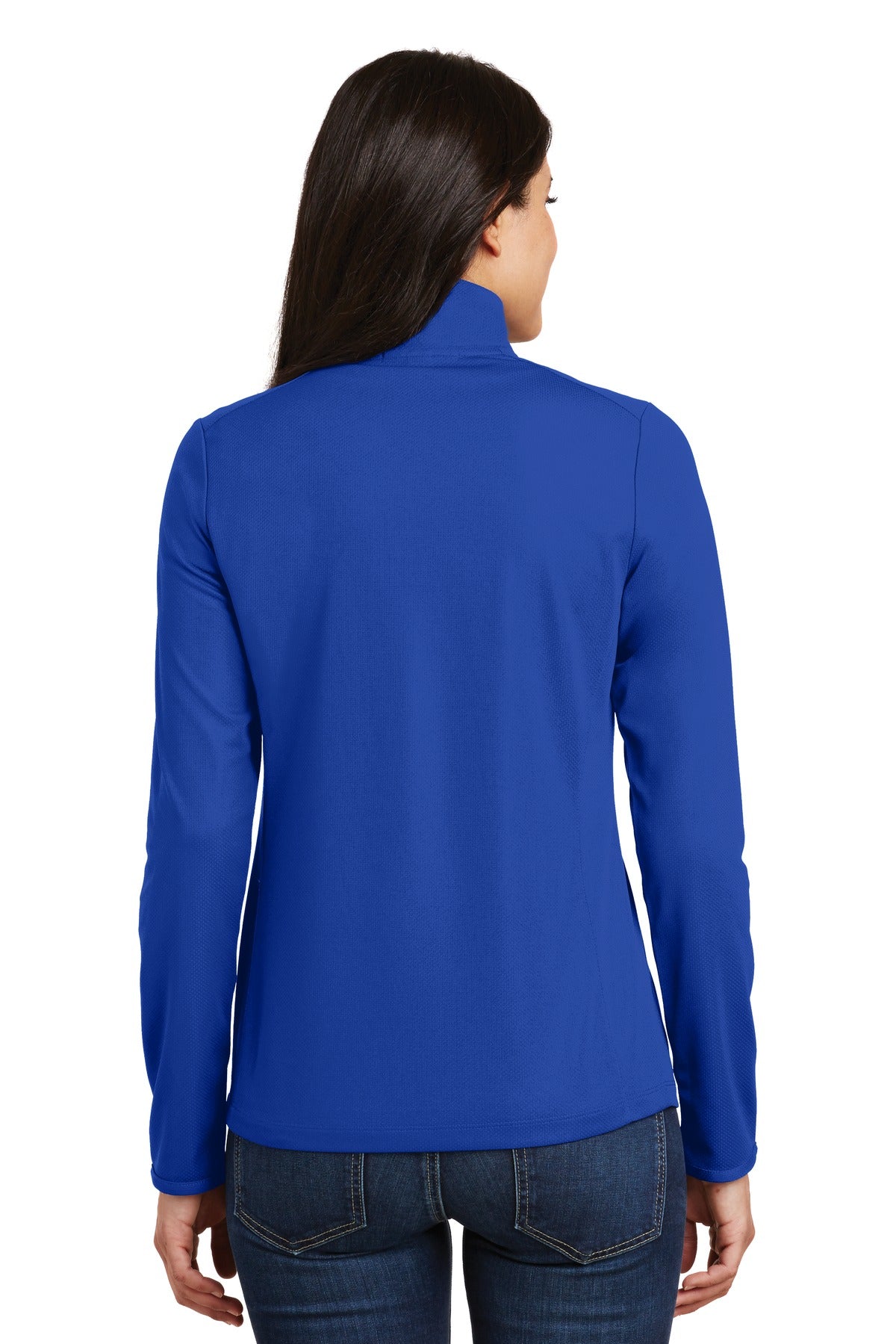 True Royal Port Authority Women's Pinpoint Mesh 1/2-Zip . L806 plain