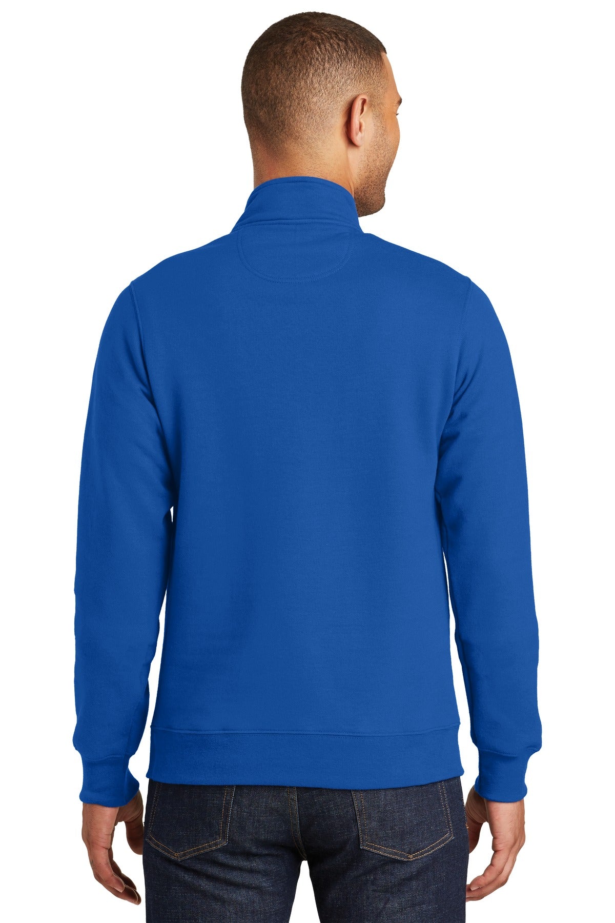 True Royal Port & Co Fan Favorite Fleece 1/4-Zip Pullover Sweatshirt. PC850Q plain