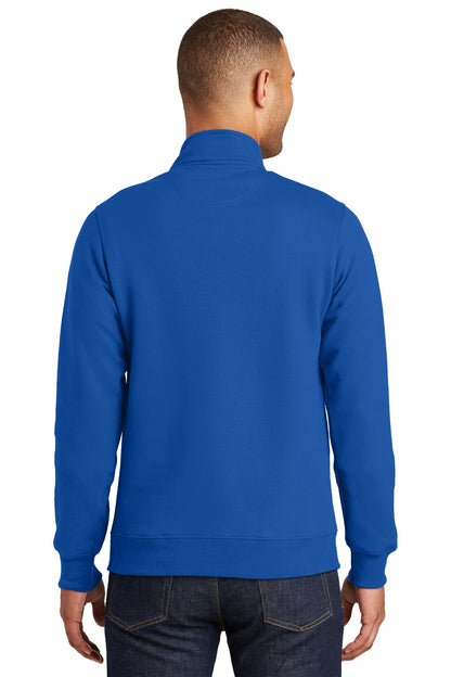 True Royal Port & Co Fan Favorite Fleece 1/4-Zip Pullover Sweatshirt. PC850Q plain