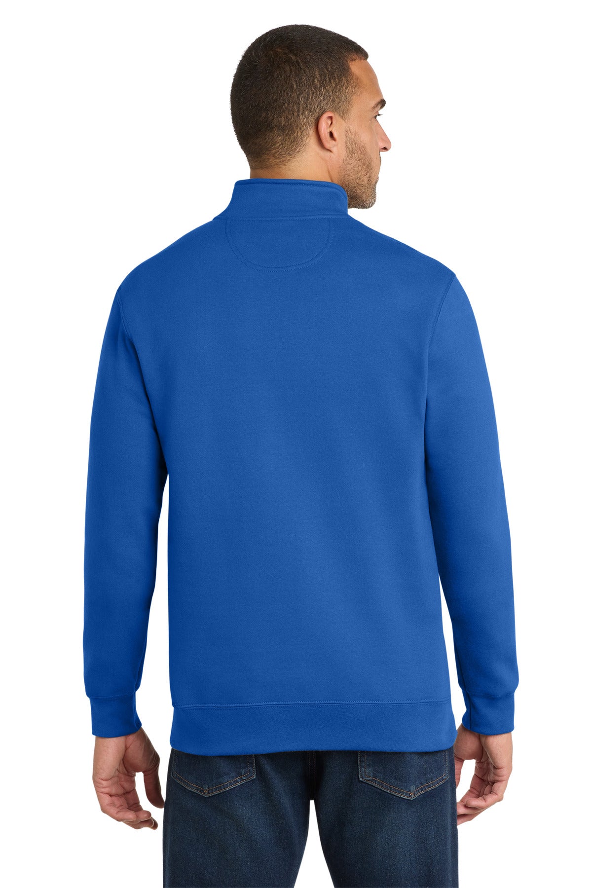 True Royal Port & Co Fan Favorite Fleece 1/4-Zip Pullover Sweatshirt. PC850Q plain