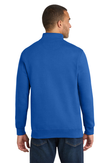 True Royal Port & Co Fan Favorite Fleece 1/4-Zip Pullover Sweatshirt. PC850Q plain