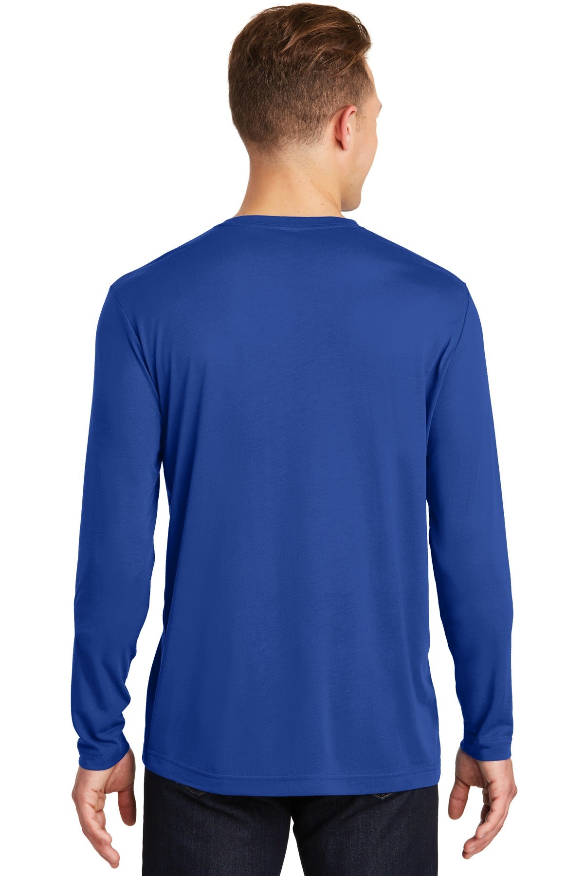True Royal Sport-Tek Long Sleeve PosiCharge Competitor Cotton Touch Tee. ST450LS plain