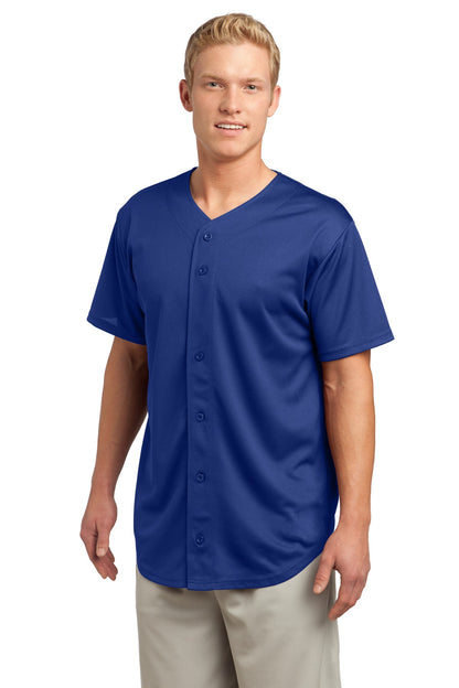True Royal Sport-Tek PosiCharge Tough Mesh Full-Button Jersey. ST220 plain