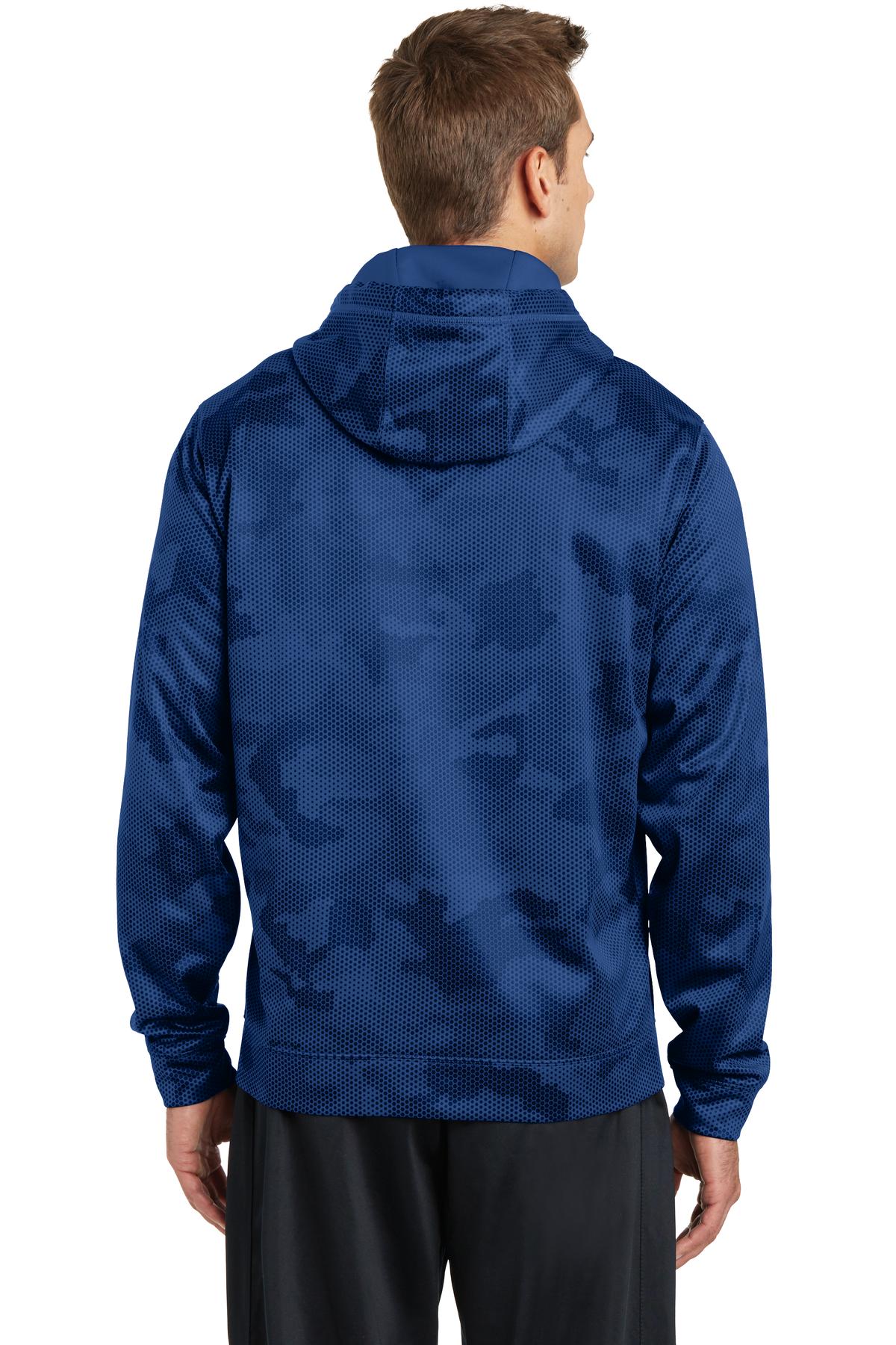 True Royal Sport-Tek Sport-Wick CamoHex Fleece Hooded Pullover. ST240 plain