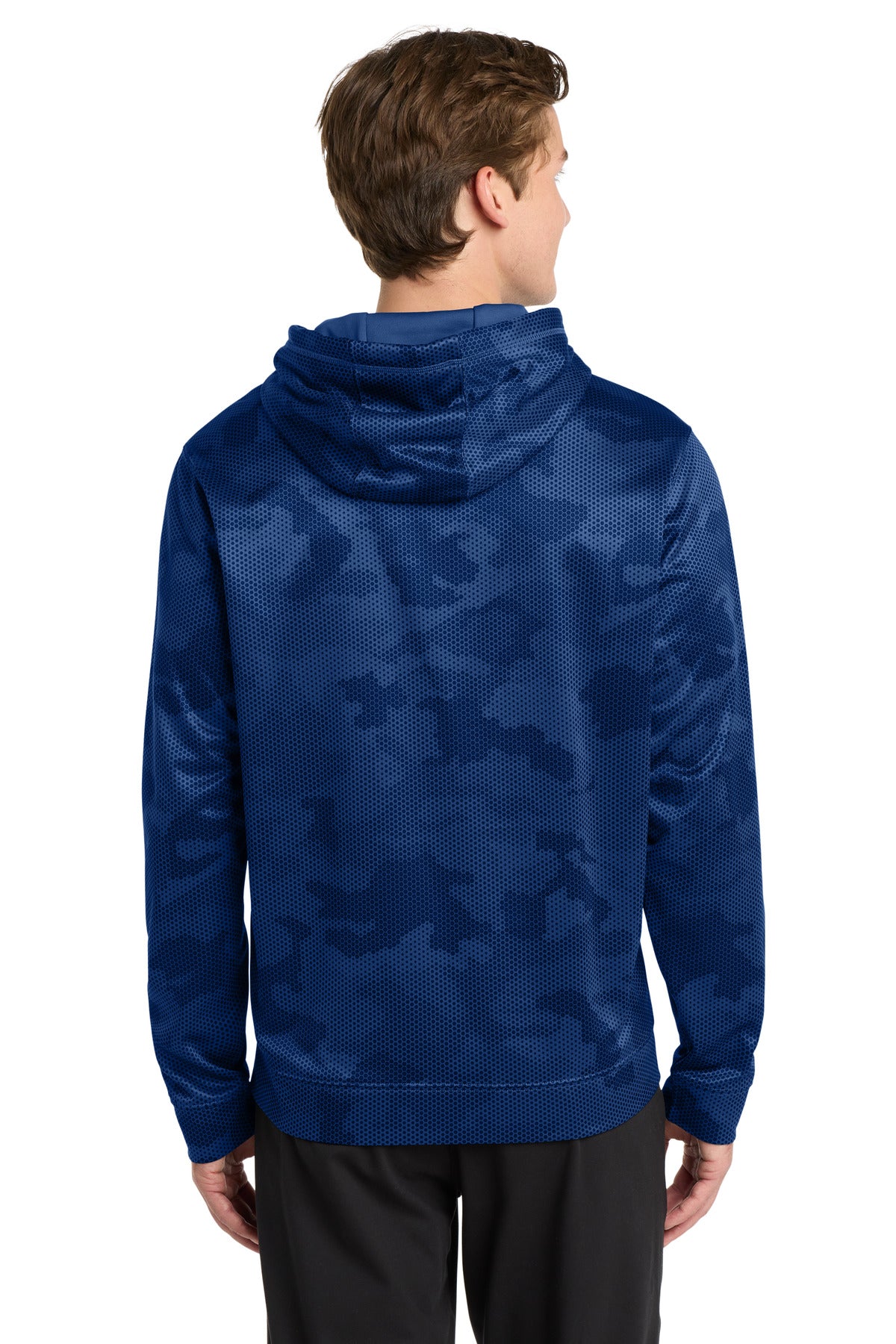True Royal Sport-Tek Sport-Wick CamoHex Fleece Hooded Pullover. ST240 plain