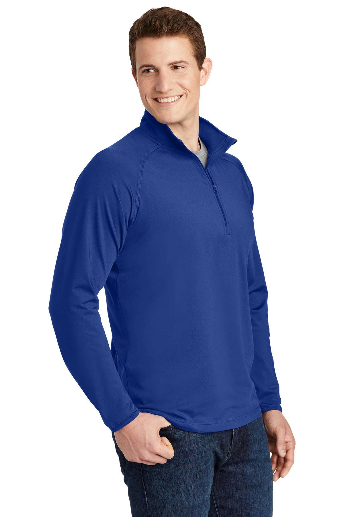True Royal Sport-Tek Sport-Wick Stretch 1/4-Zip Pullover. ST850 plain