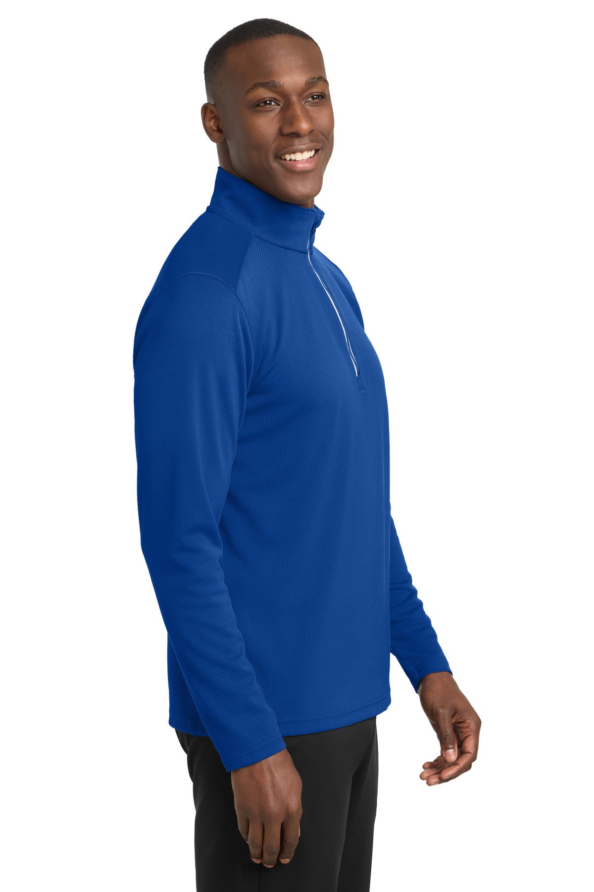 True Royal Sport-Tek Sport-Wick Textured 1/4-Zip Pullover. ST860 plain
