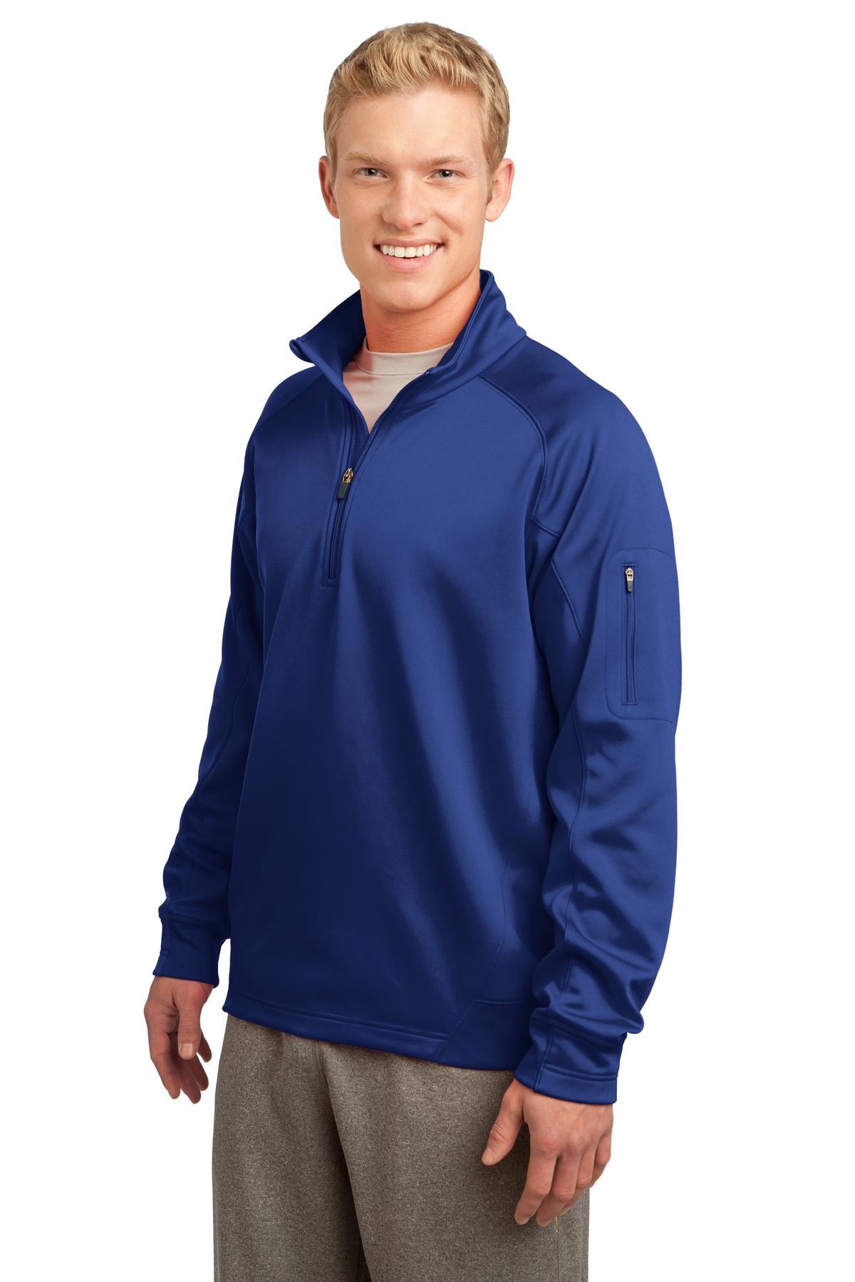 True Royal Sport-Tek Tech Fleece 1/4-Zip Pullover. F247 plain