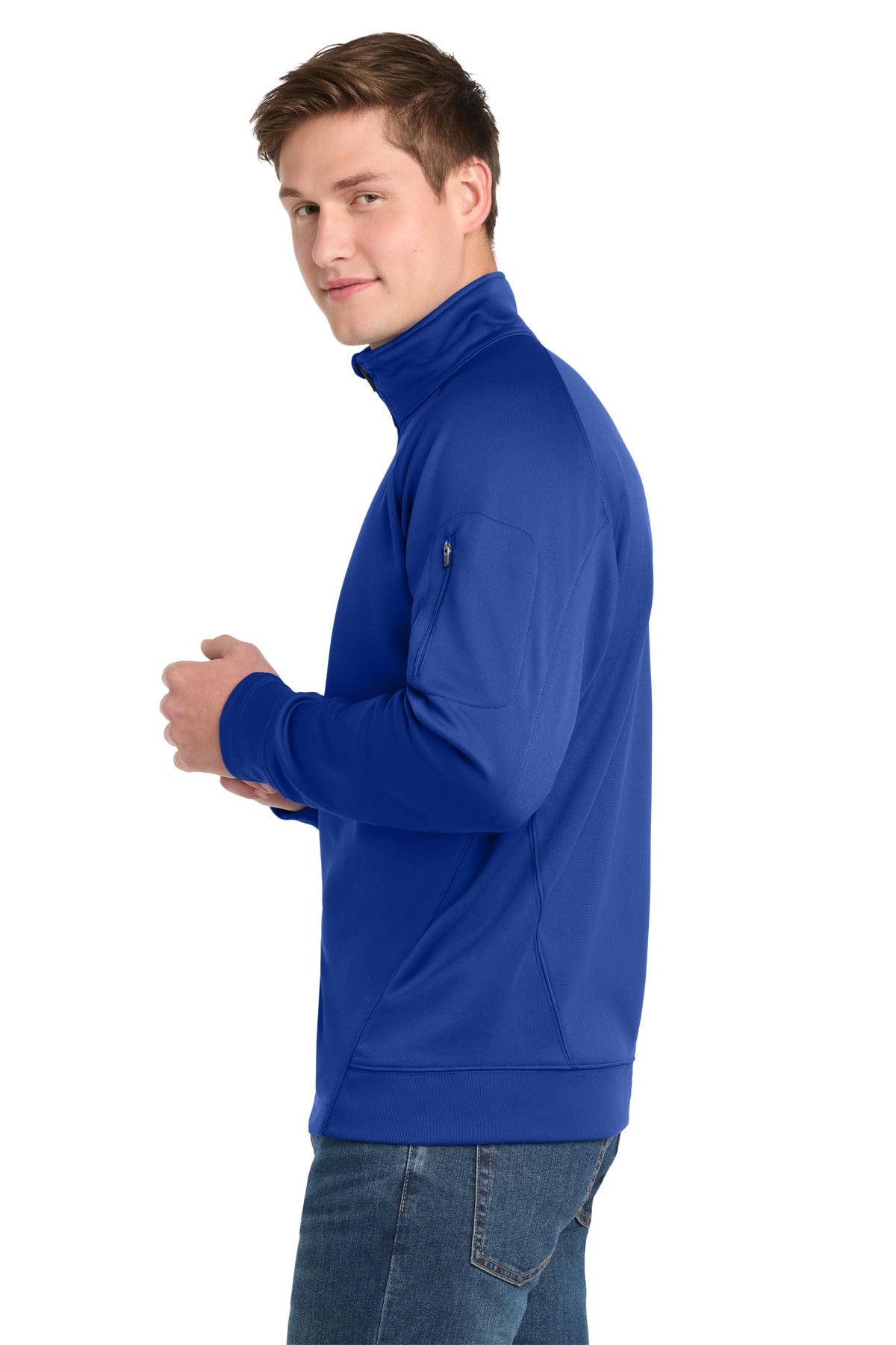 True Royal Sport-Tek Tech Fleece 1/4-Zip Pullover. F247 plain