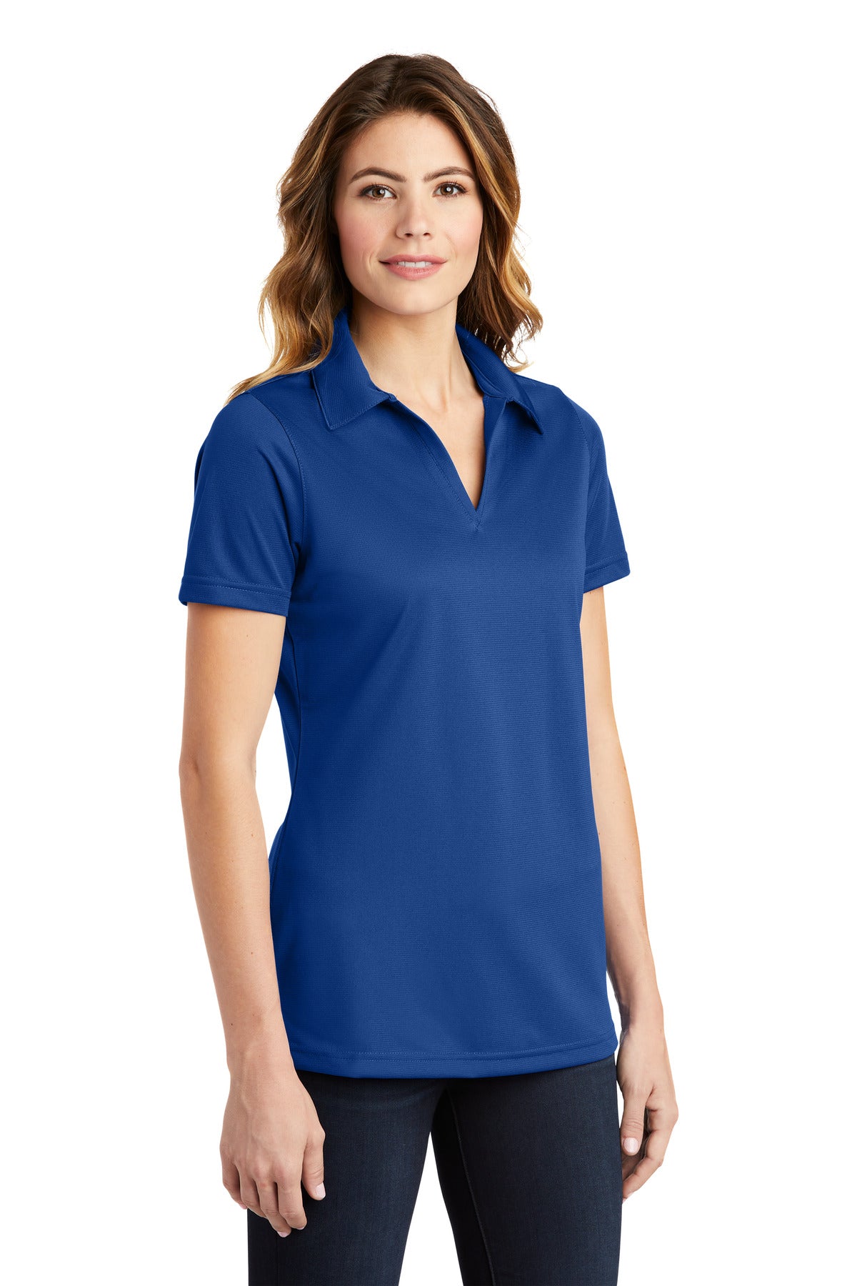True Royal Sport-Tek Women's PosiCharge Active Textured Polo. LST690 plain