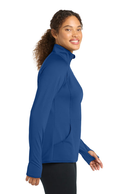 True Royal Sport-Tek Women's Sport-Wick Stretch 1/4-Zip Pullover. LST850 plain