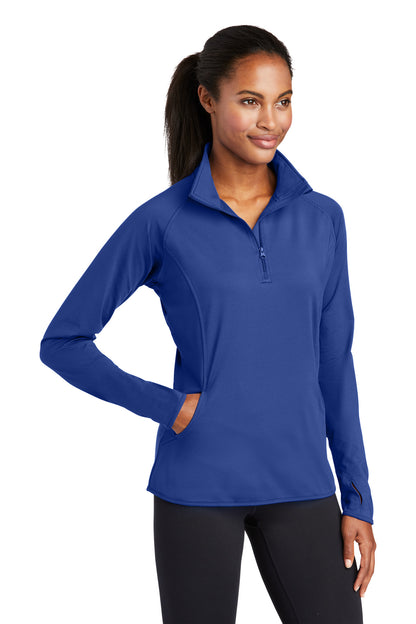 True Royal Sport-Tek Women's Sport-Wick Stretch 1/4-Zip Pullover. LST850 plain