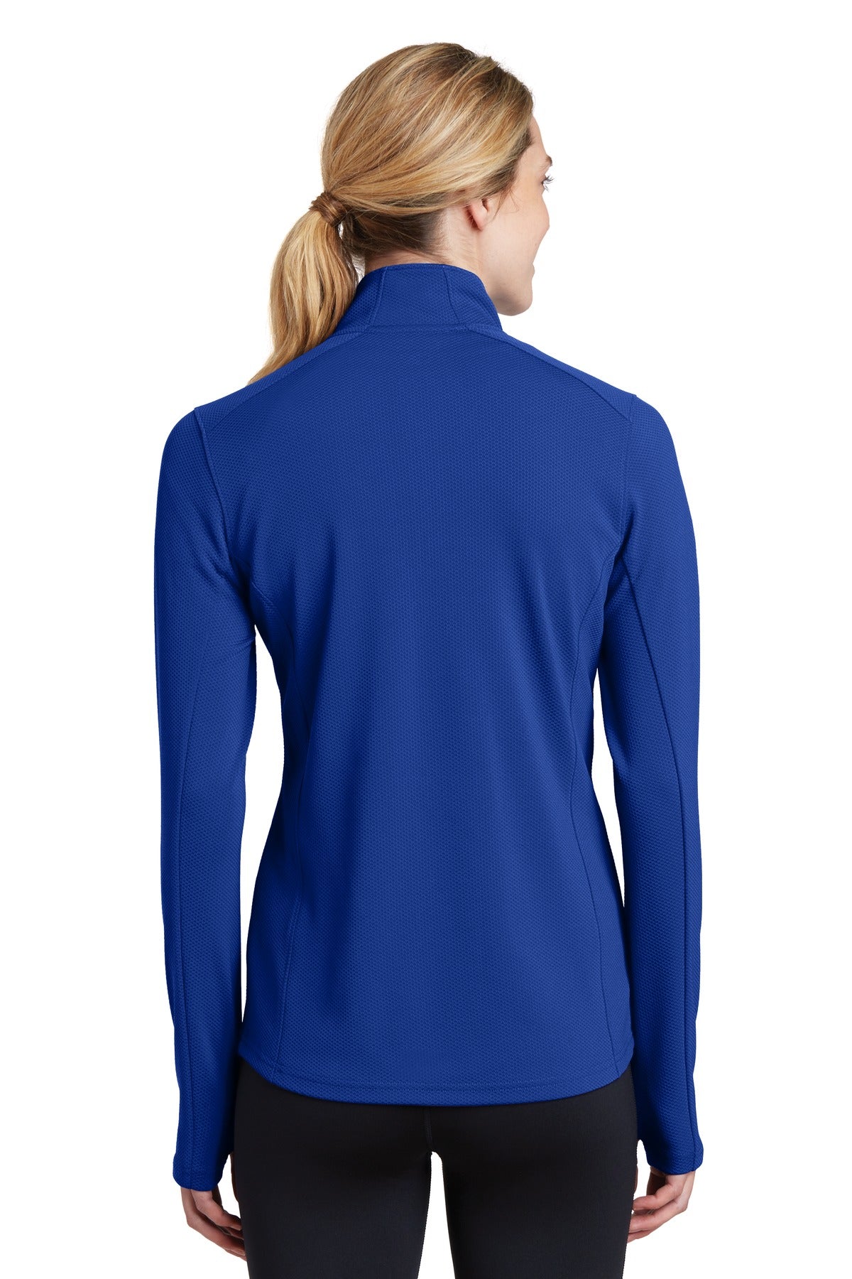 True Royal Sport-Tek Women's Sport-Wick Textured 1/4-Zip Pullover. LST860 plain
