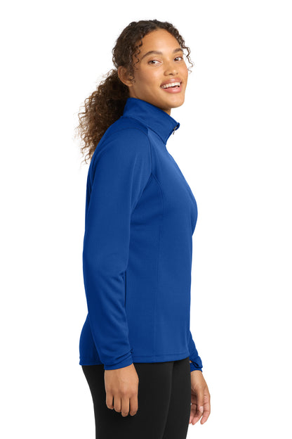 True Royal Sport-Tek Women's Sport-Wick Textured 1/4-Zip Pullover. LST860 plain
