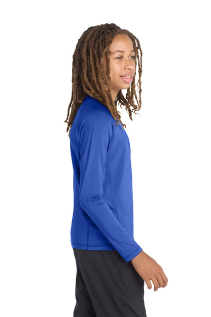 True Royal Sport-Tek Youth Long Sleeve Rashguard Tee. YST470LS plain