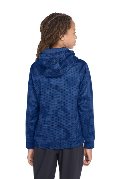 True Royal Sport-Tek Youth Sport-Wick CamoHex Fleece Hooded Pullover. YST240 plain