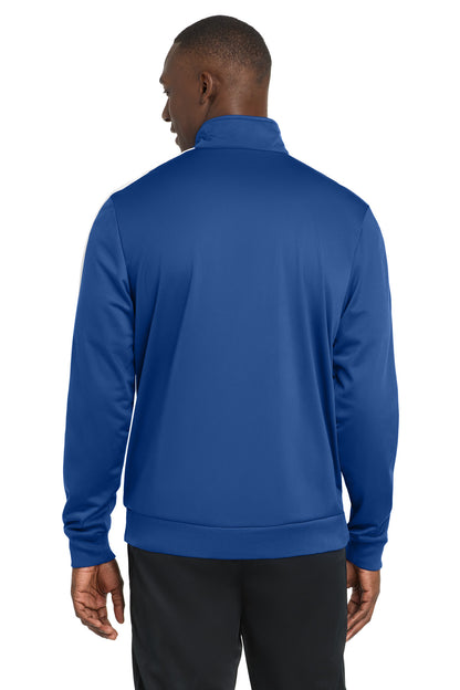 True Royal/Wht Sport-Tek Tricot Sleeve Stripe Track Jacket. JST94 plain