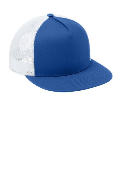 True Royal/Wht Sport-Tek YP Classics 5-Panel Classic Trucker Mesh Back Cap. STC38