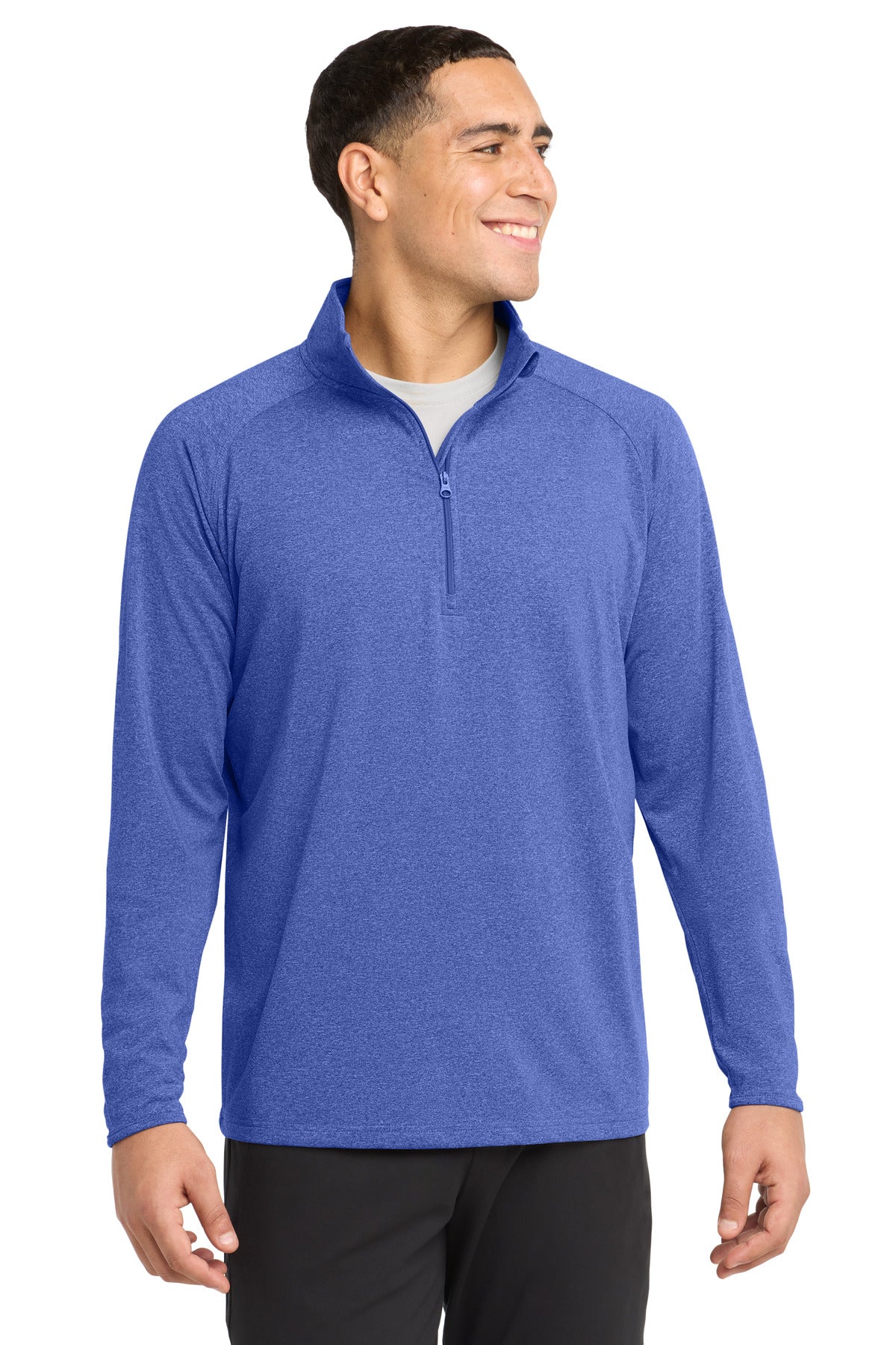 True Ryl Hthr Sport-Tek Tall Sport-Wick Stretch 1/4-Zip Pullover. TST850 plain