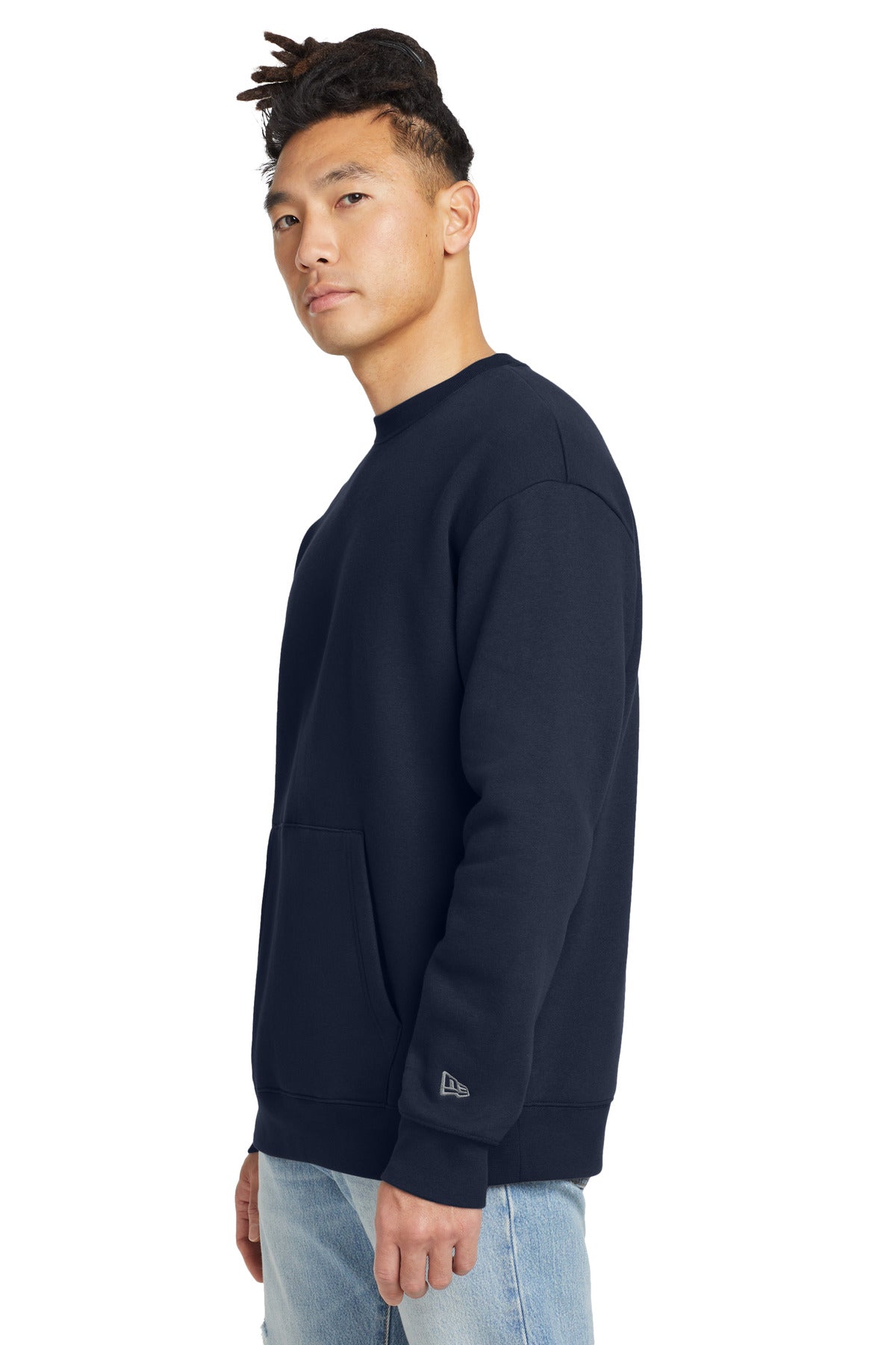 TrueNavy New Era Heritage Fleece Pocket Crew NEA527 plain