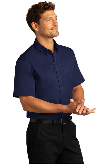 TrueNavy Port Authority Short Sleeve SuperPro React Twill Shirt. W809 plain