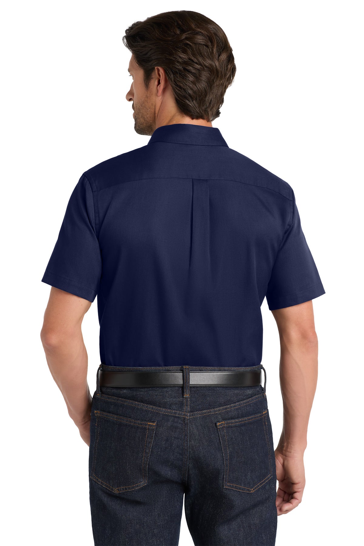 TrueNavy Port Authority Short Sleeve SuperPro React Twill Shirt. W809 plain