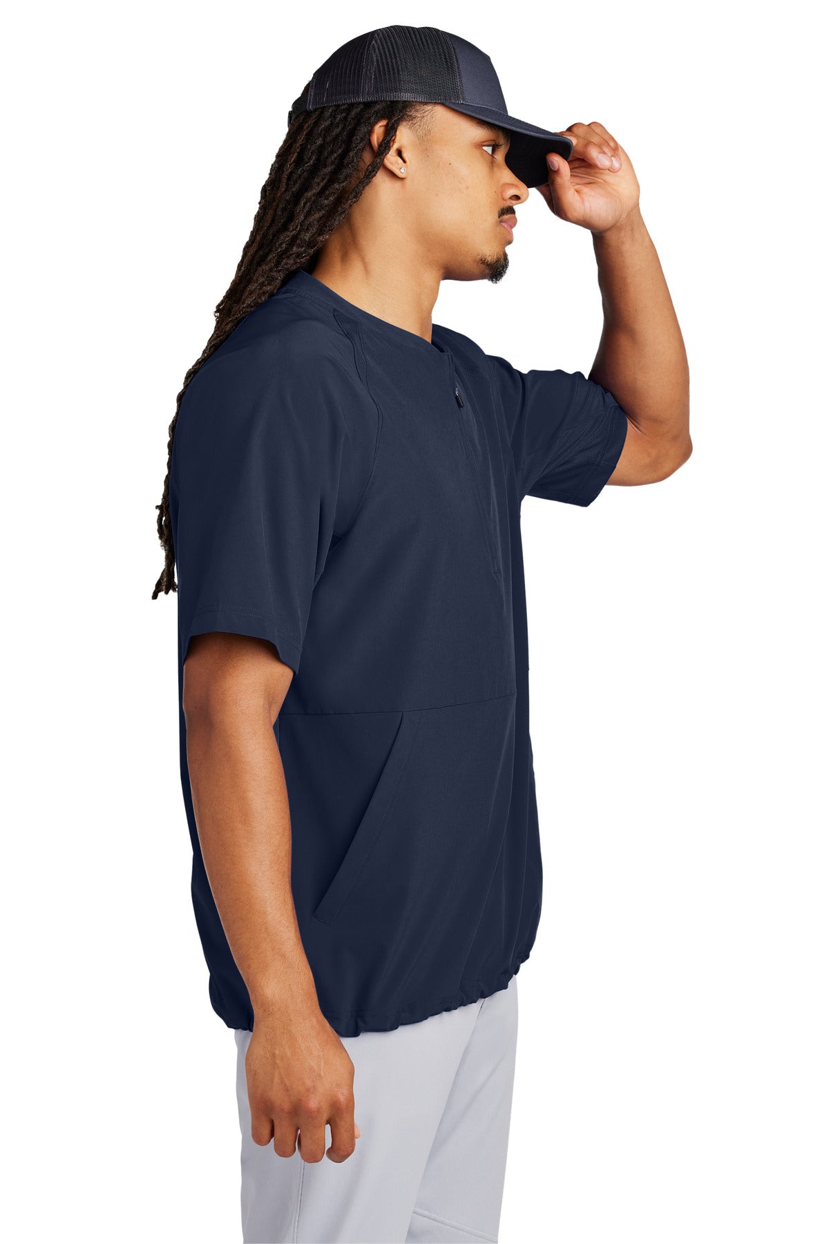 TrueNavy Sport-Tek Repeat 1/2-Zip Short Sleeve Jacket JST489 plain