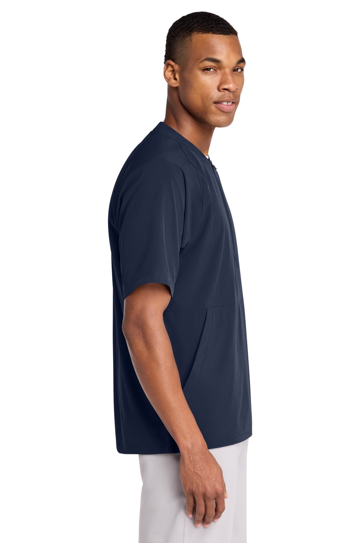 TrueNavy Sport-Tek Repeat 1/2-Zip Short Sleeve Jacket JST489