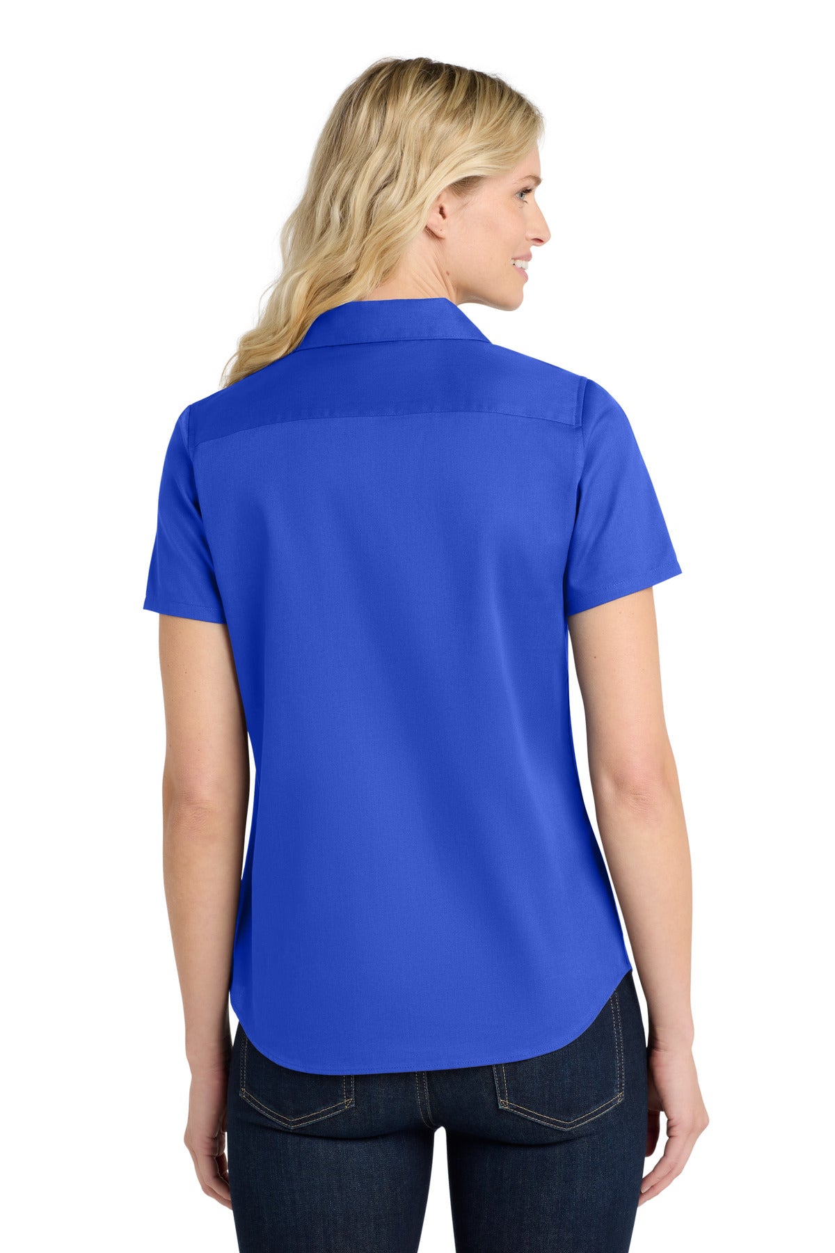 TrueRoyal Port Authority Women's Short Sleeve SuperPro React Twill Shirt. LW809 plain