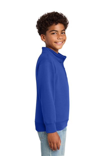 TrueRoyal Port & Co Youth Core Fleece 1/4-Zip Pullover Sweatshirt PC78YQ plain