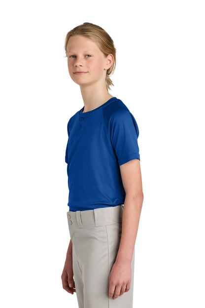 TrueRoyal Sport-Tek Youth PosiCharge Competitor 2-Button Henley YST359 plain