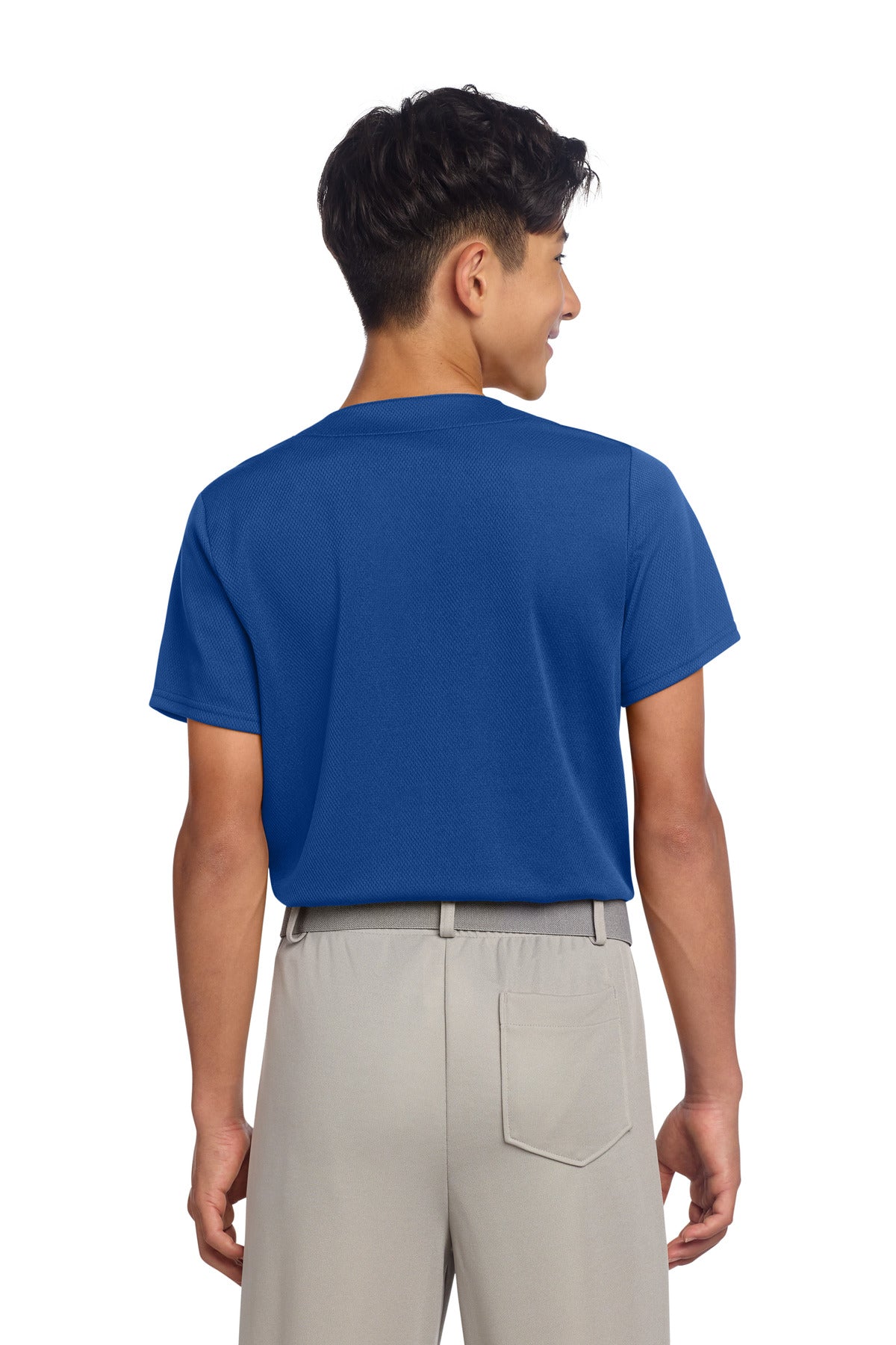 TrueRoyal Sport-Tek Youth PosiCharge Tough Mesh Full-Button Jersey YST220 plain