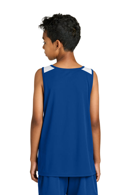 TRy/White Sport-Tek Youth Club Track Tank YST446 plain