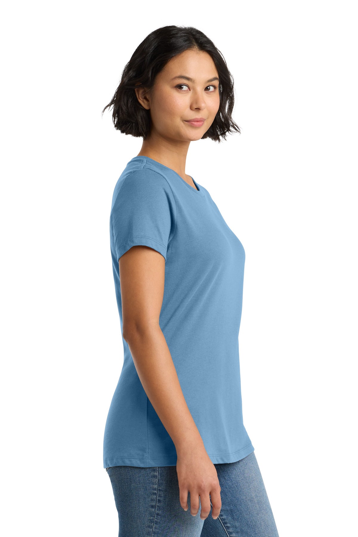 TundraBlu District Women's Perfect Weight Tee. DM104L plain