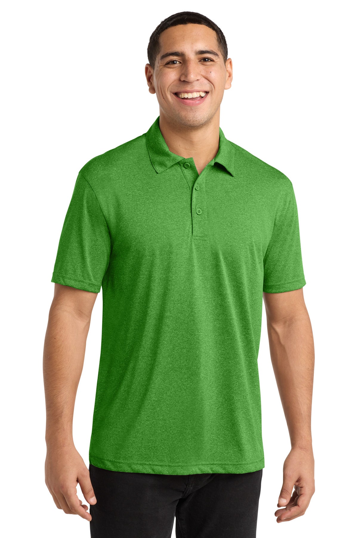 Turf Green Hth Sport-Tek Heather Contender Polo. ST660 plain