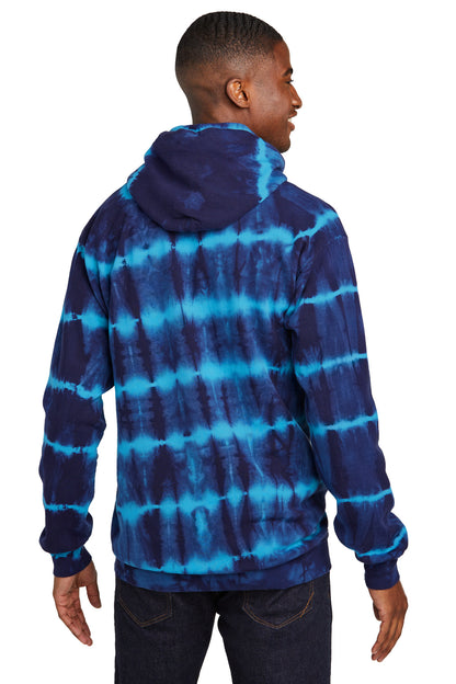 Turq/TmNvy Port & Co Allover Stripe Tie-Dye Fleece PC143 plain