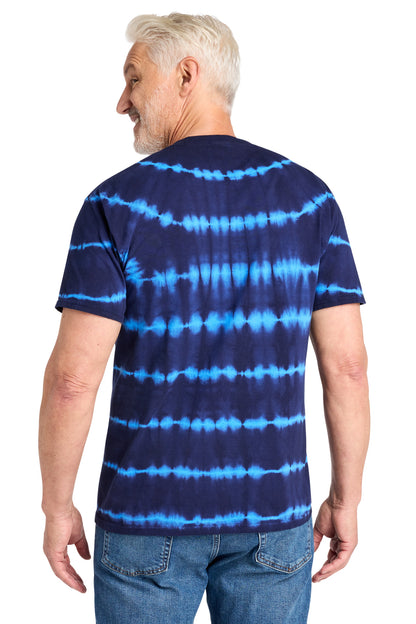Turq/TmNvy Port & Co Allover Stripe Tie-Dye Tee PC142