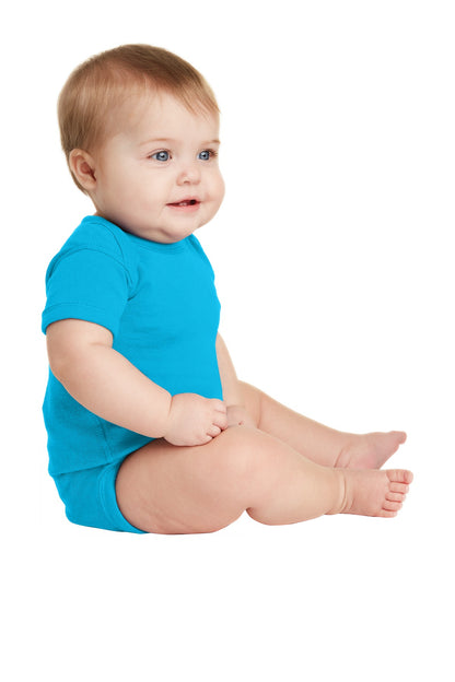 Turquoise Rabbit Skins Infant Short Sleeve Baby Rib Bodysuit. RS4400 plain