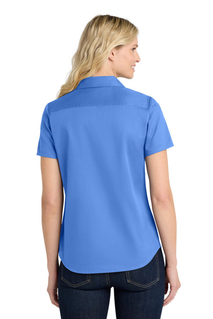 UltramrnBl Port Authority Women's Short Sleeve SuperPro React Twill Shirt. LW809 plain