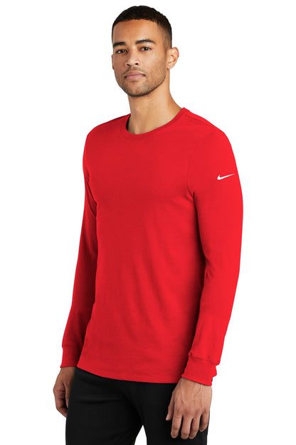 University Red Nike Dri-FIT Cotton/Poly Long Sleeve Tee. NKBQ5230 plain