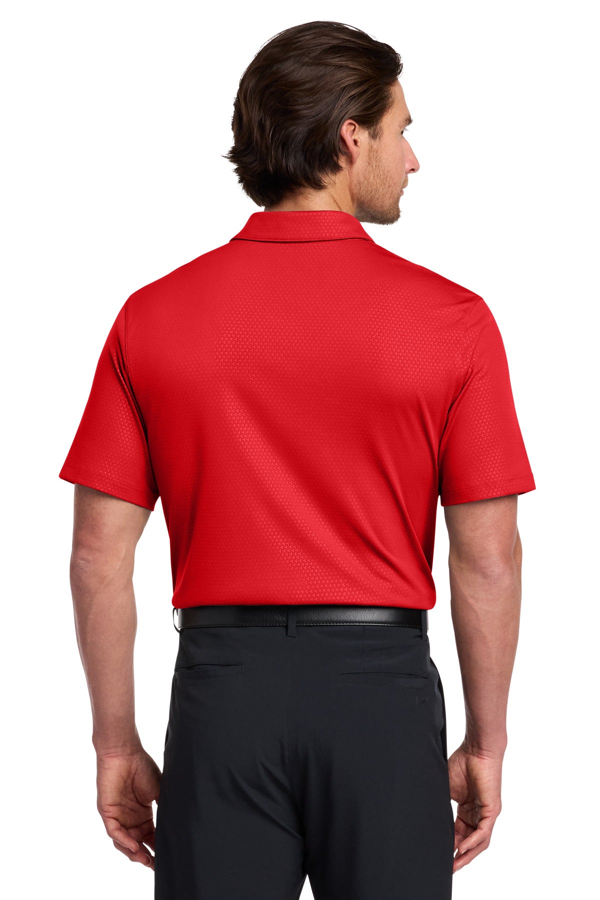 University Red Nike Dri-FIT Embossed Tri-Blade Polo. 838964 plain