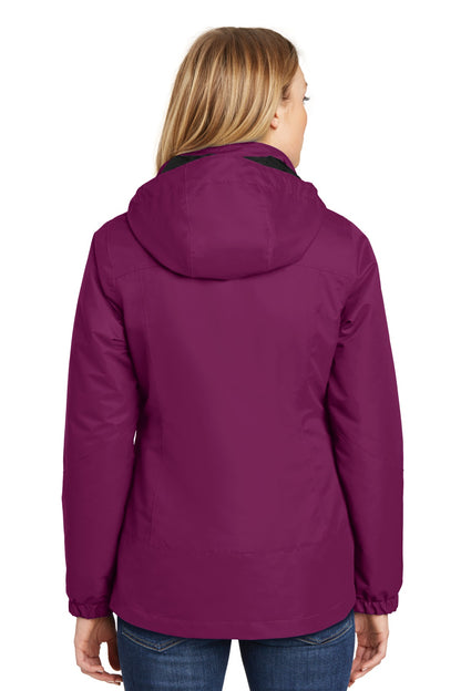 Very Berry/Blk Port Authority Women's Vortex Waterproof 3-in-1 Jacket. L332 plain