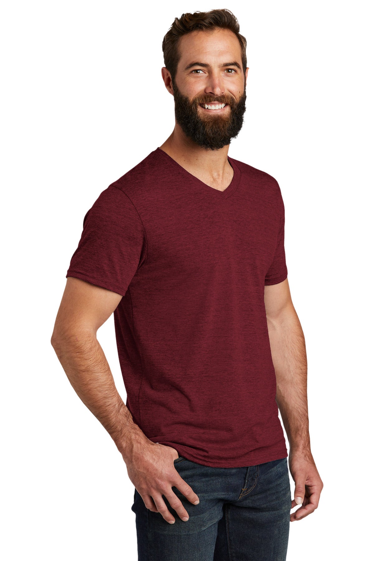 Vino Red Allmade Unisex Tri-Blend V-Neck Tee AL2014 plain